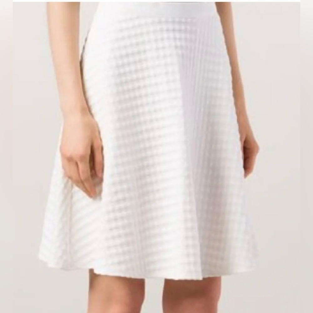 Theory White Textured A-Line Skirt
